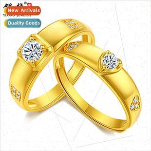 New gold ring couples ring gold 999 heart-shaped Koreamen wo