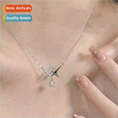 Star zirconia necklace female ins tide niche quadruple mango
