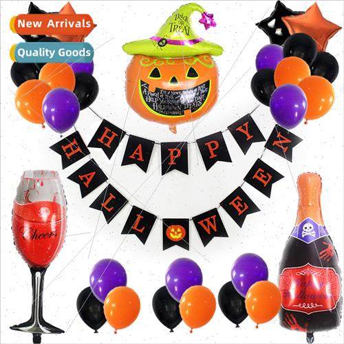 Halloween Wine Bottle Wine Glass Set Balloon Champagne Ballo