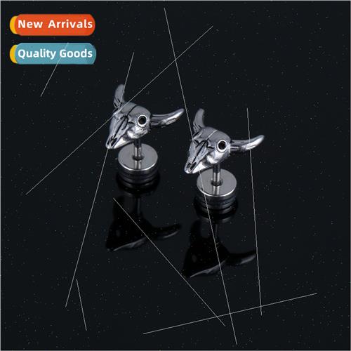 Tanium steel cow head earrings nd piercing jewelry fashion t