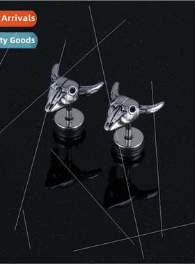 Tanium steel cow head earrings nd piercing jewelry fashion t