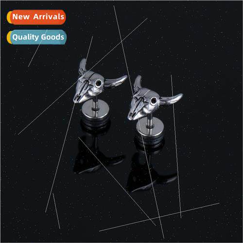 Tanium steel cow head earrings nd piercing jewelry fashion t
