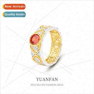 925 silver Colored Rings Women ins Europe Vintage Spl Color