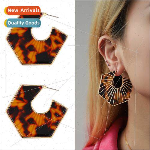 Autumn winter new retro irregular alloy hollow acrylic earri