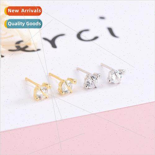 s925 silver Korea simple diamond zirconia earrings female cu