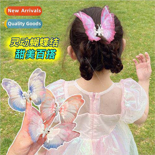 Headdress will move butterfly children hair clips pearl prin