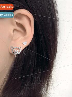 Small panda ear buckle female Korea tide cool ins cold stude