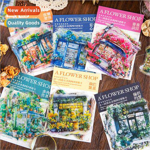 There is a florist PET sticker pack flowers vintage goo card