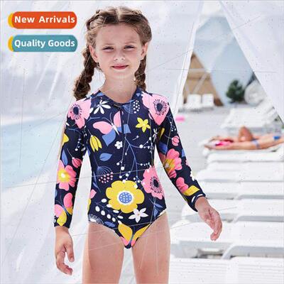 2023 Europe girls swimsus ins childrens one-piece long-sleev