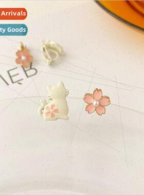 Sweet cat earrings female 2022 new tide pearl sense earrings