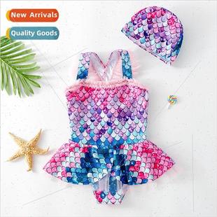 Girls swimsu one-piece new bikini oceanic ltle girl mermaid