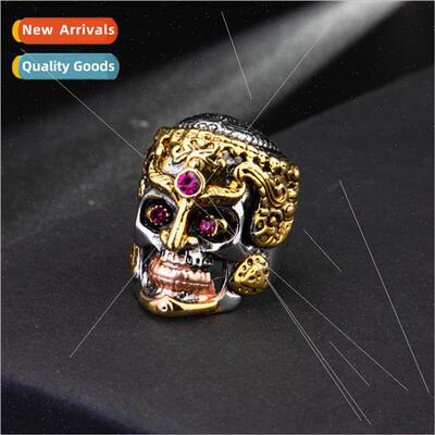 New jewelry fashion domineering skull king wh diamonds men r