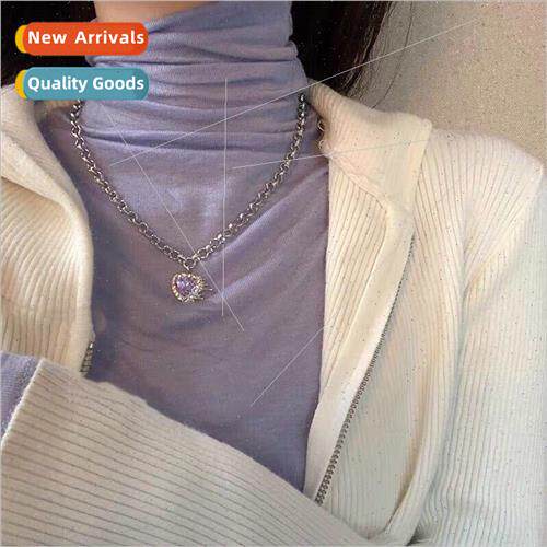 Spice Girls Purple Heart Necklace Women ins che Premium Swea