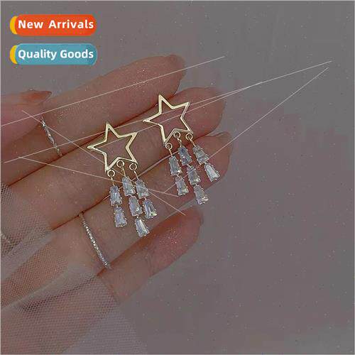 s925 silver pin pentagram star earrings female 2023 new wave