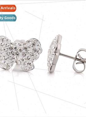 KoreaS925 simple diamonds set wh a cute bow women student ea