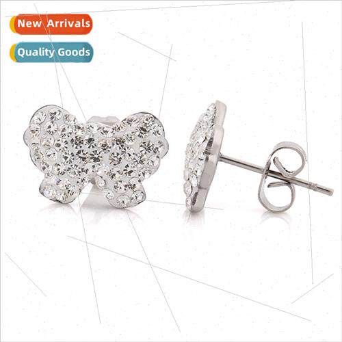 KoreaS925 simple diamonds set wh a cute bow women student ea