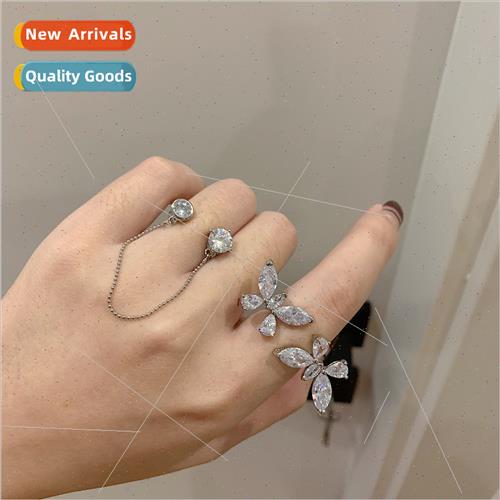Japan Butterfly Open Zirconia Ring Adjustable ins