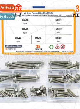 35pcs M6 Automotive Screws Stainless Steel 304 Hexagon Socke