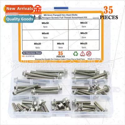 35pcs M6 Automotive Screws Stainless Steel 304 Hexagon Socke