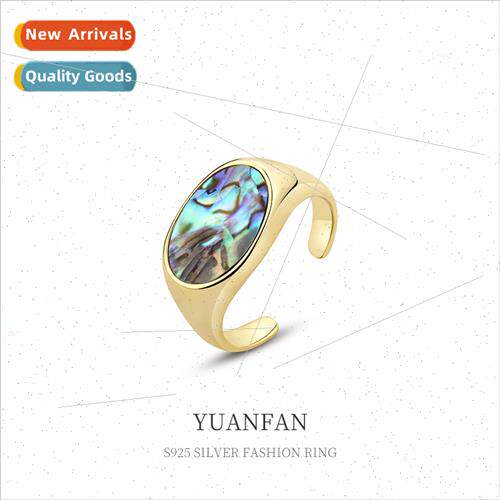 S925 silver mother-of-pearl open ring women Europe cold wind