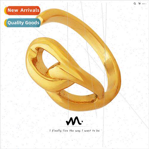 chain geometric patchwork ring women tanium steel gold plate