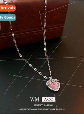 Zircon Cat Eye Ribbon Heart Necklace Fashion Elegant Collarb