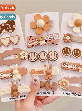milk curry color bear hair clip hair accessories ltle girl h