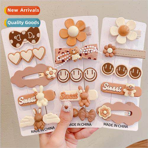 milk curry color bear hair clip hair accessories ltle girl h