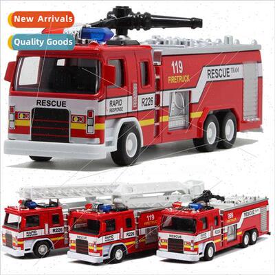 Alloy car fire truck fire-fighting toy model lights music bo