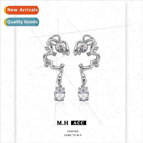 ne rhinestone earrings female hundreds retro 925 silver pin