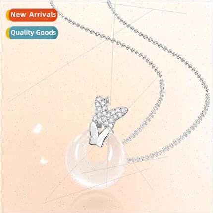 Peace button butterfly necklace women 2023 ins niche jade co