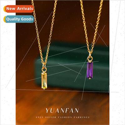 s925 silver colorful birthstone pendant necklace female hund