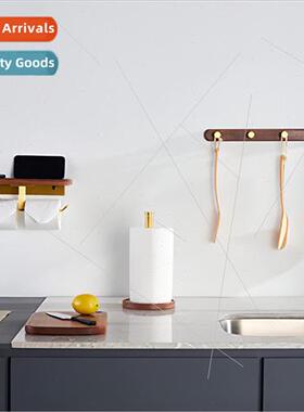 No-Punch Wooden Bathroom Towel Rack Paper Towel Holder Count