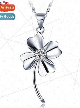 s925 silver necklace female four-leaf clover pendant collarb