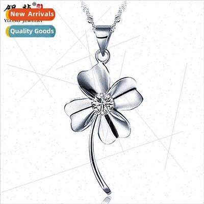 s925 silver necklace female four-leaf clover pendant collarb
