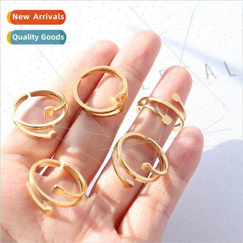 Irregular opening -adjustable ring Korea tanium plated steel