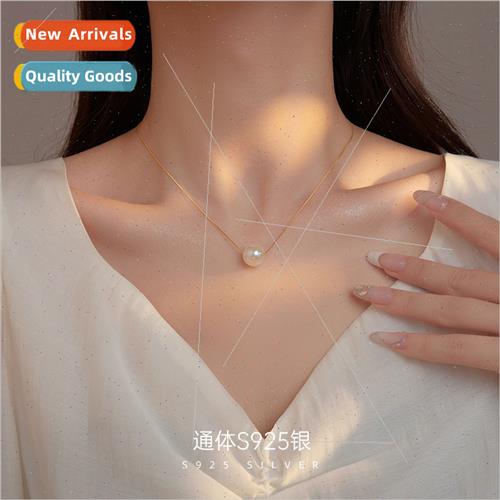 S925 silver fashion single dazzle color beads pendant neckla