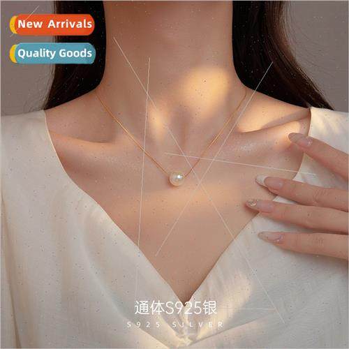 S925 silver fashion single dazzle color beads pendant neckla