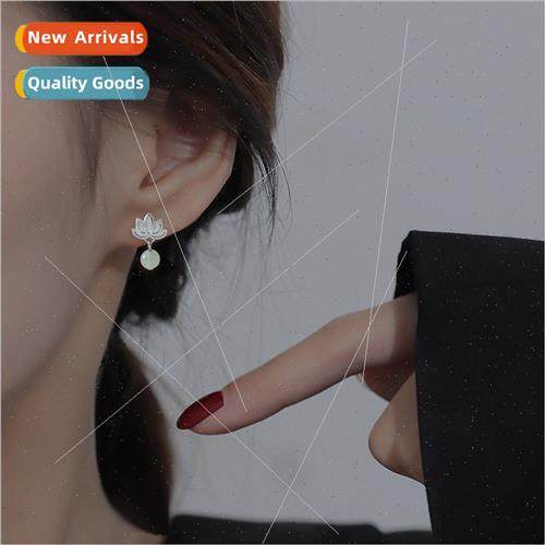 lotus earrings female exquise ethnic retro Hanfu small round