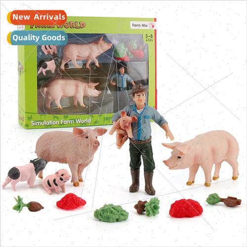 New farm animal model set pig farm boar sow piglets farmer c
