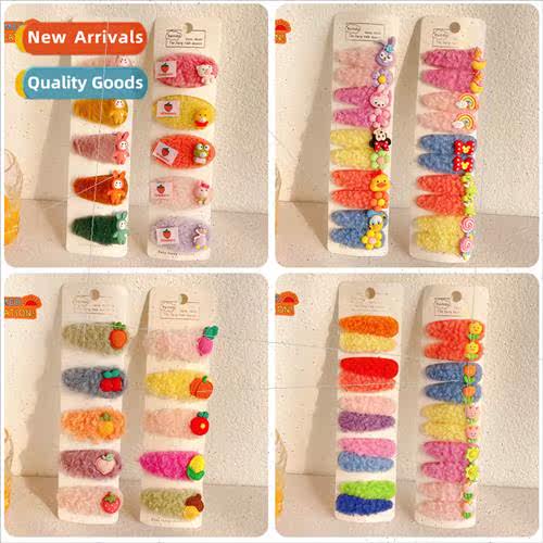Autumn winter plush flowers hair clips children cute bb clip