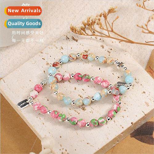 Color clashing shoushane beaded bracelet women summer ins ni