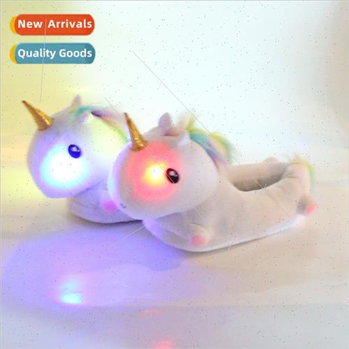 Unicorn light-emting warm cotton slippers colorful plush hom