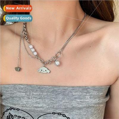 Alloy jade cinnamon dog necklace female ins minimalist hip-h