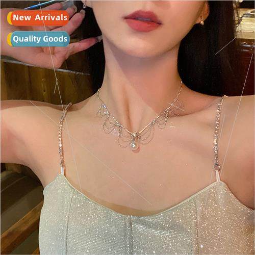 Ambiance pendant pearl necklace 2023 sweet cool collarbone c