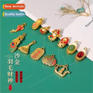 Fortune handmad peacock God glaze diy inlaid feather pendant