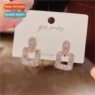 Koreafashion super flash zirconia square earrings female s92
