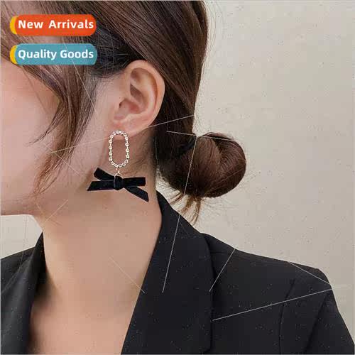 Velvet fall winter bow earrings Korea earrings female 2023 n