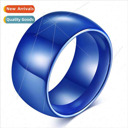 Europe ins new female blue whe ceramic ring 11MM finger ring