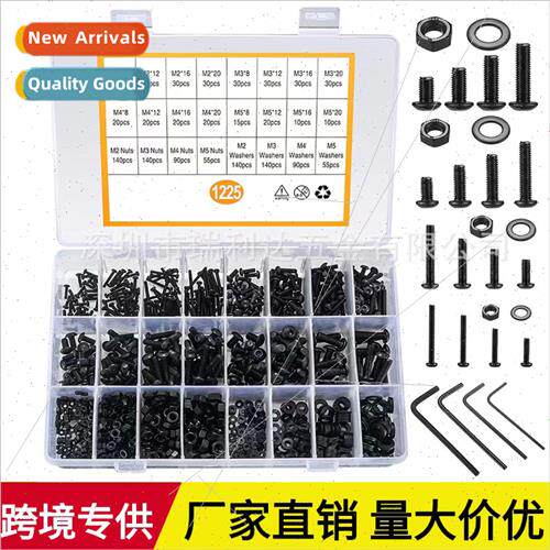 1225pcs black hexagon socket head cap screws wh nuts flat wa